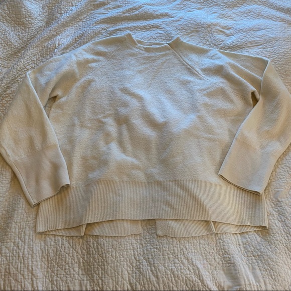 Hope White Oversized Mockneck Unisex Wool Sweater - Picture 2 of 14